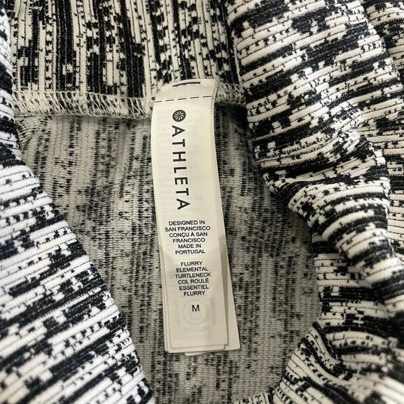 Athleta Flurry Black White Long Sleeve Turtleneck Cold Weather Top Size M - Picture 9 of 10